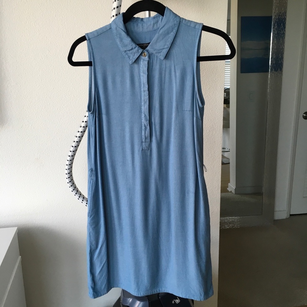 Banana Republic Sleeveless Blue Denim Cotton Dress‎